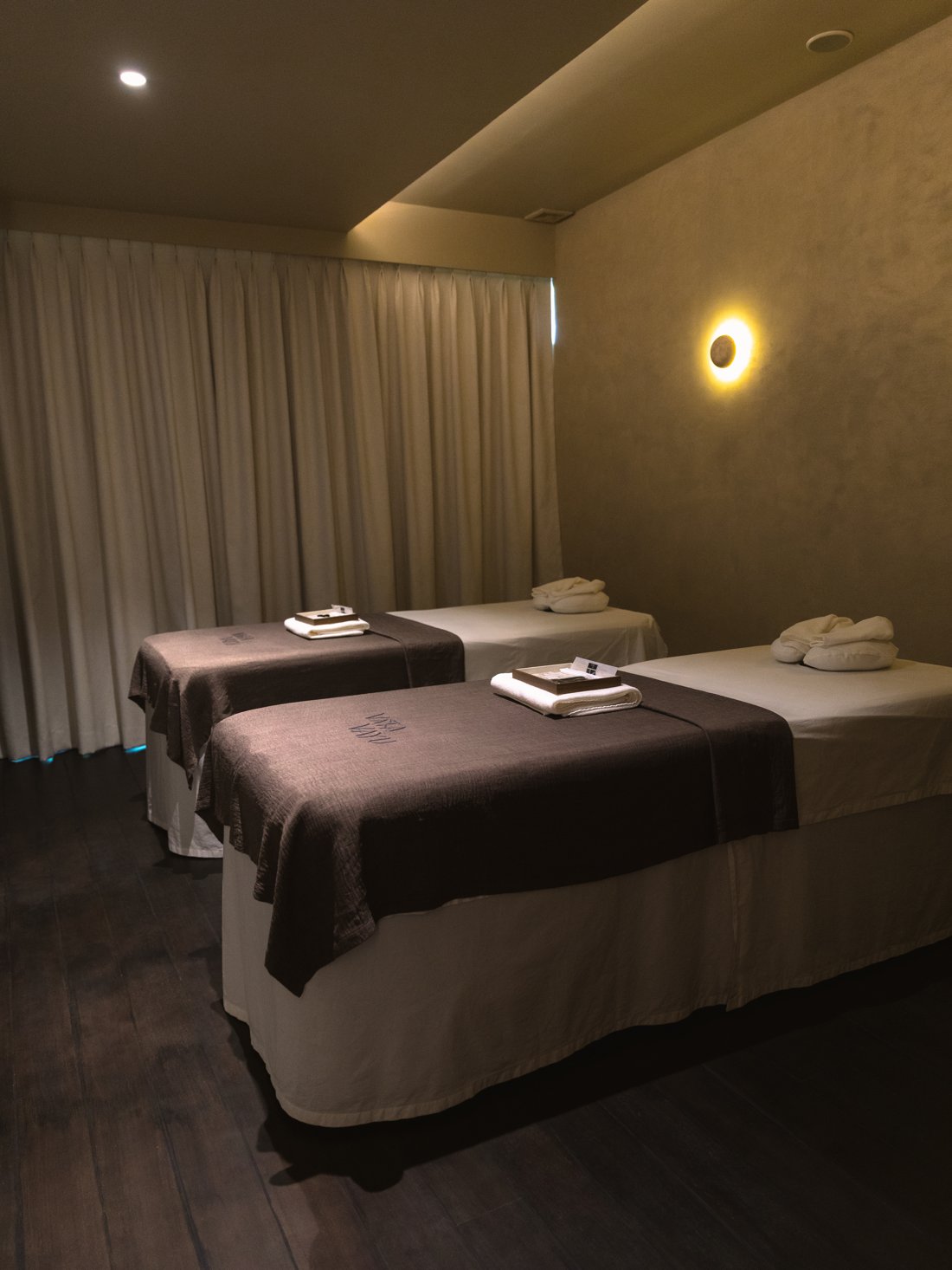 Candlelit private treatment suite for two